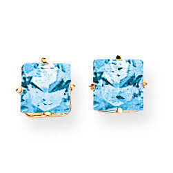6mm Princess Cut Blue Topaz Earrings 14k Gold XE62BT, MPN: XE62BT, 883957094250