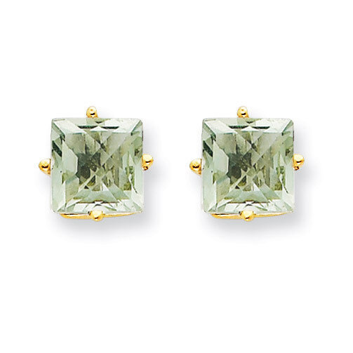 6mm Square Green Quartz Earrings 14k Gold XE62CG, MPN: XE62CG, 883957094267
