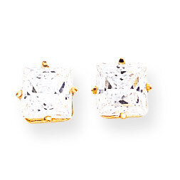 6mm Princess Cut CZ Diamond Earrings 14k Gold XE62CZ Diamond, MPN: XE62CZ, 883957094298