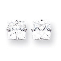 6mm Square Earring Mounting 14k White Gold XE62W
