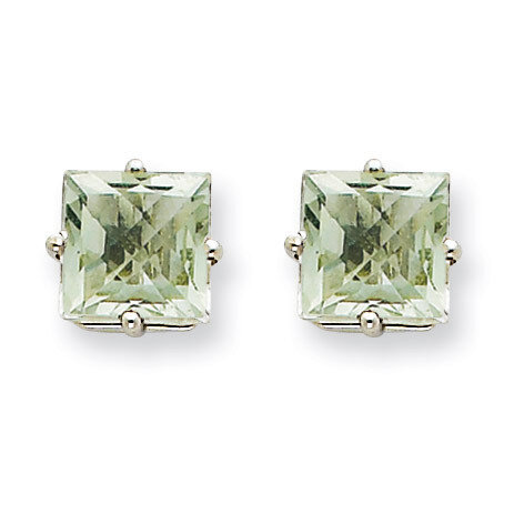 6mm Square Green Quartz Earrings 14k White Gold XE62WAG, MPN: XE62WAG, 883957094366