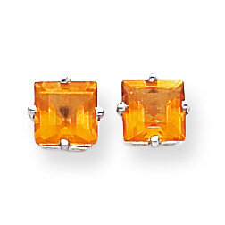 6mm Princess Cut Citrine Earrings 14k White Gold XE62WCI, MPN: XE62WCI, 883957094397