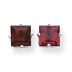 6mm Rhodolite Garnet Princess Stud Earrings 14k Gold XE62WRG, MPN: XE62WRG, 883957094434