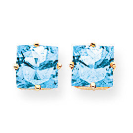 7mm Princess Cut Blue Topaz Earrings 14k Gold XE63BT, MPN: XE63BT, 883957094489