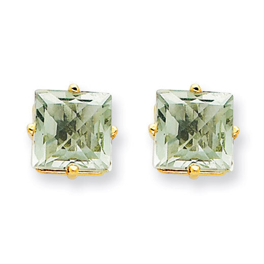 7mm Square Green Quartz Earrings 14k Gold XE63CG, MPN: XE63CG, 883957094496