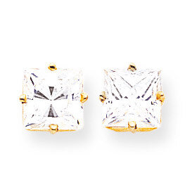 7mm Princess Cut CZ Diamond earring 14k Gold XE63CZ Diamond, MPN: XE63CZ, 883957094526