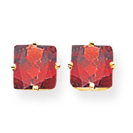 7mm Princess Cut Garnet Earrings 14k Gold XE63GA, MPN: XE63GA, 883957094533
