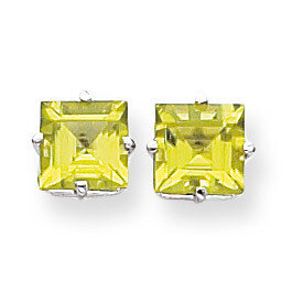 7mm Princess Cut Peridot Earrings 14k White Gold XE63WPE, MPN: XE63WPE, 883957094663