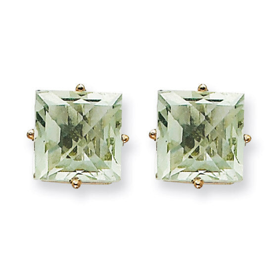 Princess 4-Prong 8.0mm Green Quartz Earrings 14k White Gold XE64WAG, MPN: XE64WAG, 883957224893