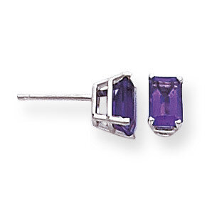6x4mm Emerald Cut Amethyst Earrings 14k White Gold XE65WAM, MPN: XE65WAM, 883957095035