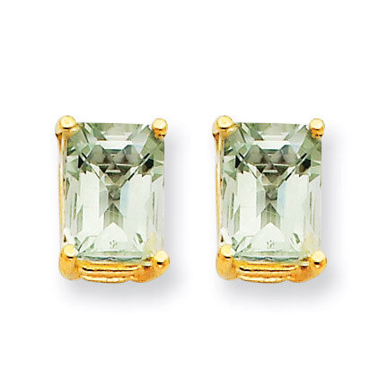 7x5 Emerald-Cut Green Quartz Earrings 14k Gold XE66CG, MPN: XE66CG, 883957095806