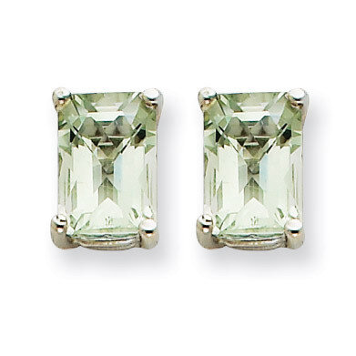 7x5mm Emerald-Cut Green Quartz Earrings 14k White Gold XE66WAG, MPN: XE66WAG, 883957095912