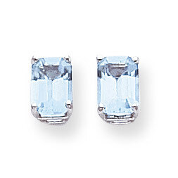 7x5mm Emerald Cut Blue Topaz Earrings 14k White Gold XE66WBT, MPN: XE66WBT, 883957225425