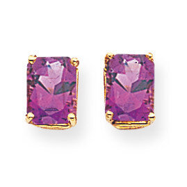 8x6mm Emerald Cut Amethyst Earrings 14k Gold XE67AM, MPN: XE67AM, 883957096025
