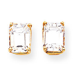 8x6mm Emerald Cut CZ Diamond Earrings 14k Gold XE67CZ Diamond