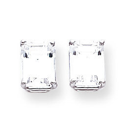 8x6mm Emerald Cut CZ Diamond Earrings 14k White Gold XE67WCZ Diamond