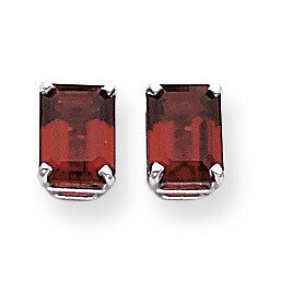 8x6mm Emerald Cut Garnet earring 14k White Gold XE67WGA