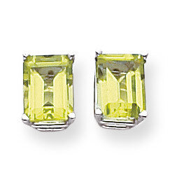 8x6mm Emerald Cut Peridot Earrings 14k White Gold XE67WPE, MPN: XE67WPE, 883957096216