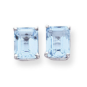 9x7mm Emerald Cut Blue Topaz Earrings 14k White Gold XE68WBT, MPN: XE68WBT, 883957225609