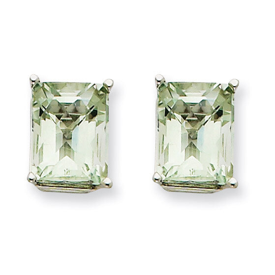 9x7mm Emerald-Cut Green Quartz Earrings 14k White Gold XE68WCG, MPN: XE68WCG, 883957096421