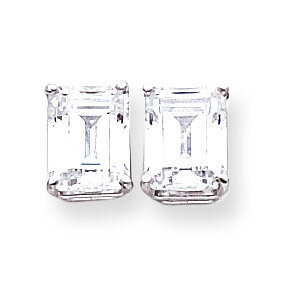 9x7mm Emerald Cut CZ Diamond Earrings 14k White Gold XE68WCZ Diamond