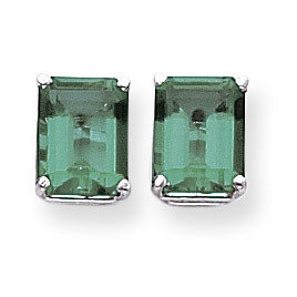 9x7mm Emerald Cut Mount Saint Helens Earrings 14k White Gold XE68WMS