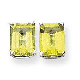 9x7mm Emerald Cut Peridot Earrings 14k White Gold XE68WPE, MPN: XE68WPE, 883957096476