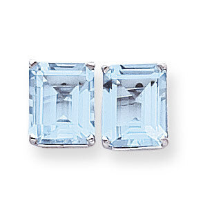 10x8mm Emerald Cut Blue Topaz Earrings 14k White Gold XE69WBT, MPN: XE69WBT, 883957226224