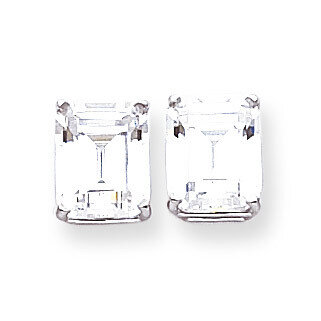 10x8mm Emerald Cut CZ Diamond Earrings 14k White Gold XE69WCZ Diamond
