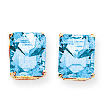 12x10mm Emerald Cut Blue Topaz Earrings 14k Gold XE70BT, MPN: XE70BT, 883957096766