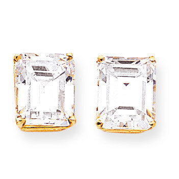 12x10mm Emerald Cut CZ Diamond Earrings 14k Gold XE70CZ Diamond