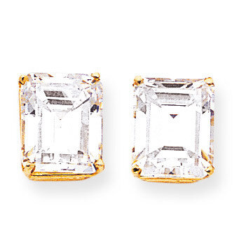 12x10mm Emerald Cut CZ Diamond Earrings 14k Gold XE70CZ Diamond, MPN: XE70CZ, 883957096810