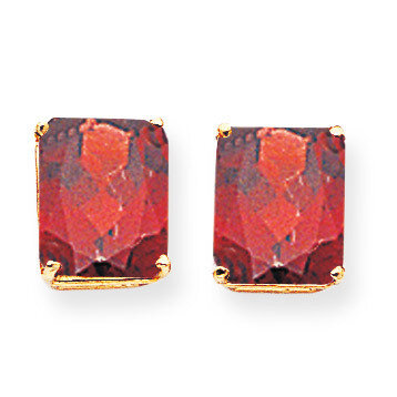 12x10mm Emerald Cut Garnet Earrings 14k Gold XE70GA, MPN: XE70GA, 883957096827