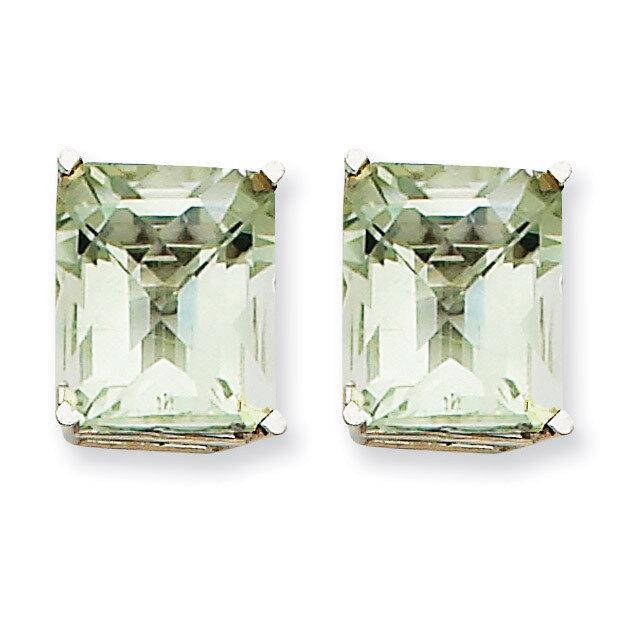 12x10mm Emerald-Cut Green Quartz Earrings 14k White Gold XE70WAG