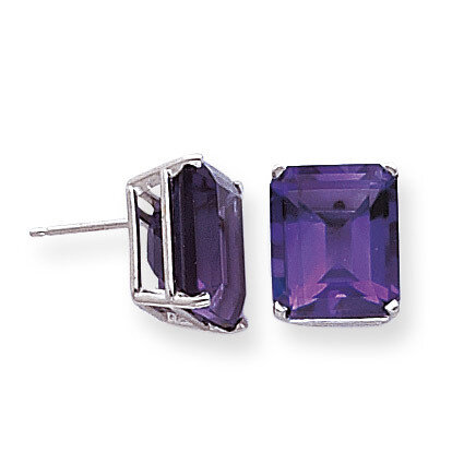 12x10mm Emerald Cut Amethyst Earrings 14k White Gold XE70WAM, MPN: XE70WAM, 883957225722