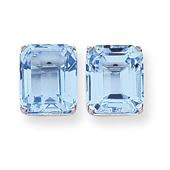 12x10mm Emerald Cut Blue Topaz Earrings 14k White Gold XE70WBT, MPN: XE70WBT, 883957096872