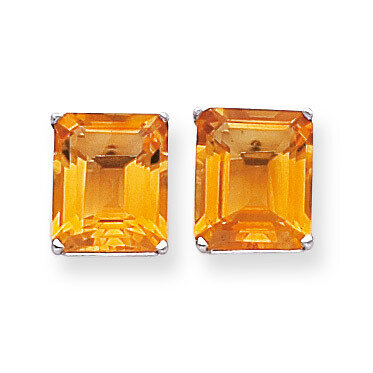 Citrine Diamond Emerald Stud Earrings 14k Gold XE70WCI, MPN: XE70WCI, 883957096896