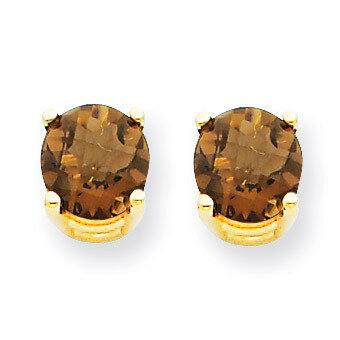 5mm Round Smokey Quartz Earrings 14k Gold XE72CQ, MPN: XE72CQ, 883957097329