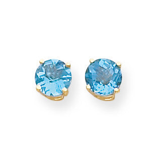6mm Blue Topaz Checker Earrings 14k Gold XE73BC, MPN: XE73BC, 883957097602