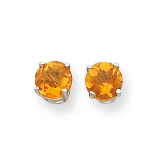 6mm Citrine Checker Earrings 14k White Gold XE73WCC, MPN: XE73WCC, 883957097732