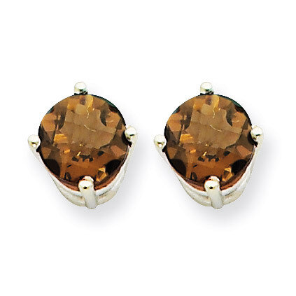 6mm Round Smokey Quartz Earrings 14k White Gold XE73WSQ, MPN: XE73WSQ, 883957097855