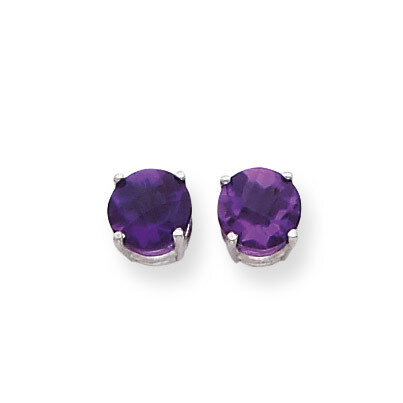 7mm Amethyst Checker Earrings 14k White Gold XE74WAC, MPN: XE74WAC, 883957098111