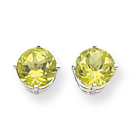 7mm Peridot Earrings 14k White Gold XE74WPE