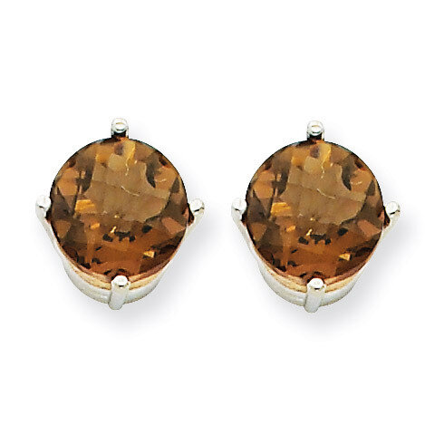 7mm Round Smokey Quartz Earrings 14k White Gold XE74WSQ, MPN: XE74WSQ, 883957098258