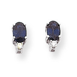 6x4mm Oval Sapphire Diamond Earrings 14k White Gold XE755S/VS