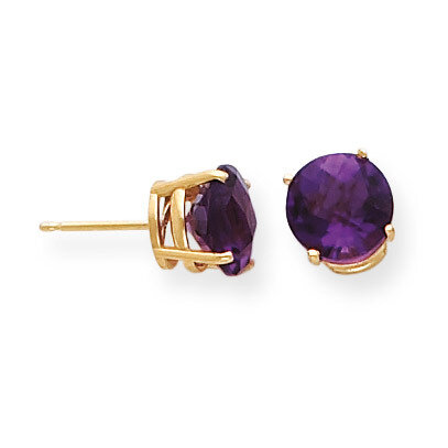 8mm Amethyst Checker Post Earrings 14k Gold XE75AC, MPN: XE75AC, 883957098807