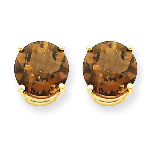 8mm Round Smokey Quartz Earrings 14k Gold XE75CQ, MPN: XE75CQ, 883957098852