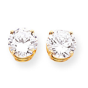 8mm CZ Diamond Post Earrings 14k Gold XE75CZ Diamond