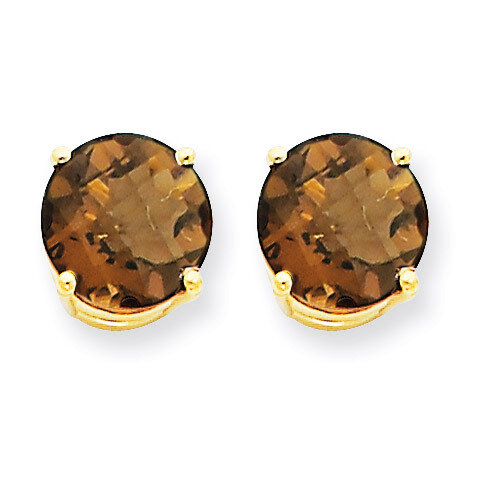 8mm Round Smokey Quartz Earrings 14k Gold XE75SQ, MPN: XE75SQ, 883957098906