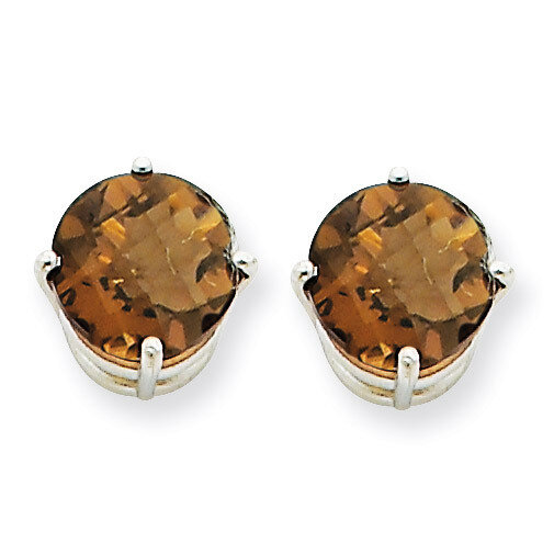 8mm Round Smokey Quartz Earrings 14k White Gold XE75WSQ, MPN: XE75WSQ, 883957099064